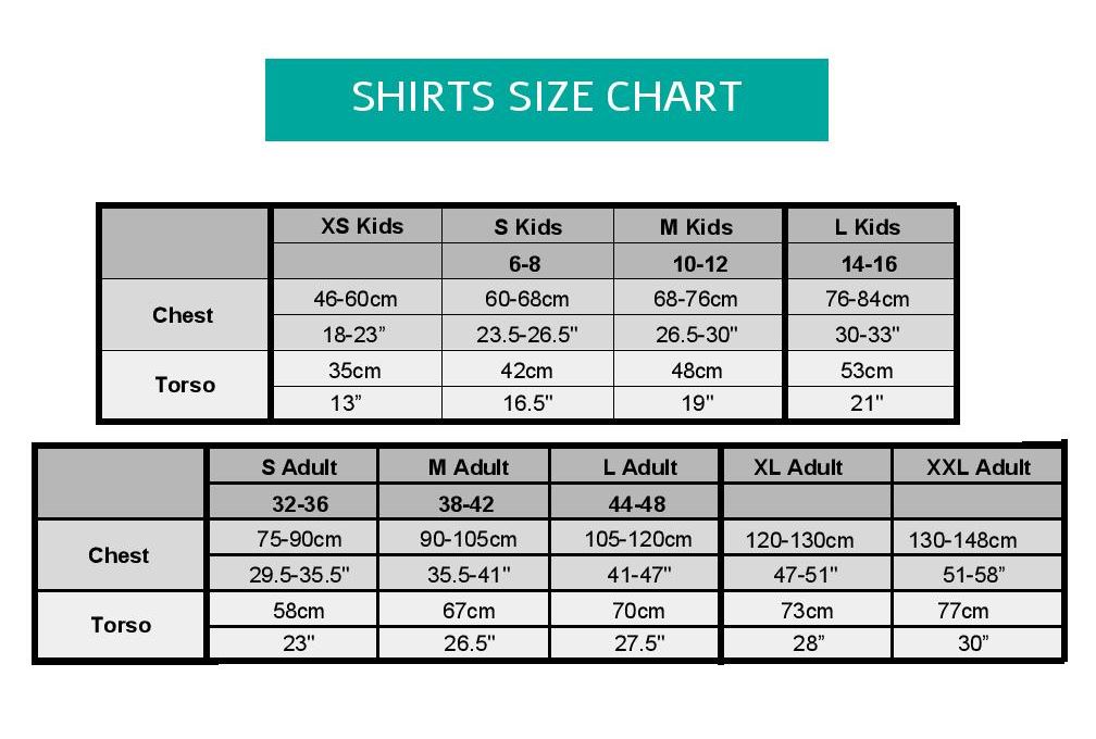 shirts size chart